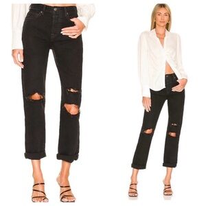 Free People We The Free Bren Boyfriend Button fly Jeans in Black Magic Sz. 25